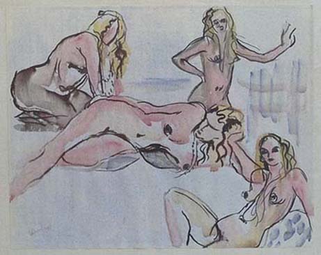 Water Color Nudes on Paper