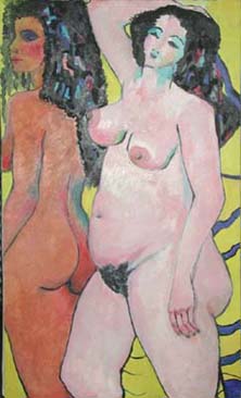 Two Nudes with Yellow Field
