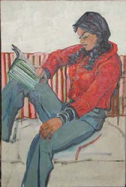 Lady in Jeans Reading